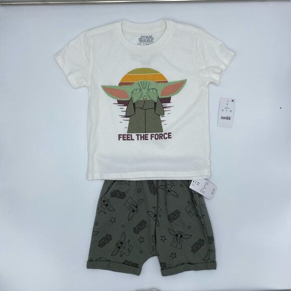 Star Wars Mandalorian 2 Piece Summer Shorts Size 3T NWT - Picture 1 of 6
